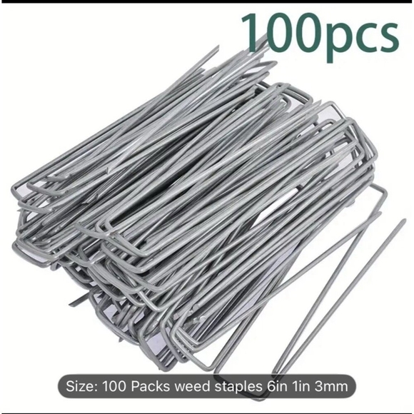 100 Pack 6" 11 Gauge Landscape Staples Garden Stakes Galvanized Sod Staples - Picture 3 of 6